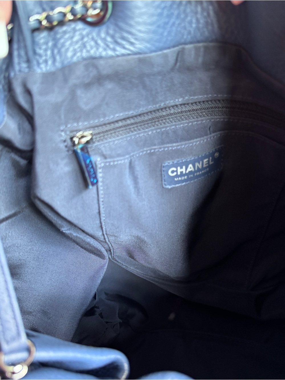 CHANEL Blue Chevron Shoulder Bag - Picture 10 of 11